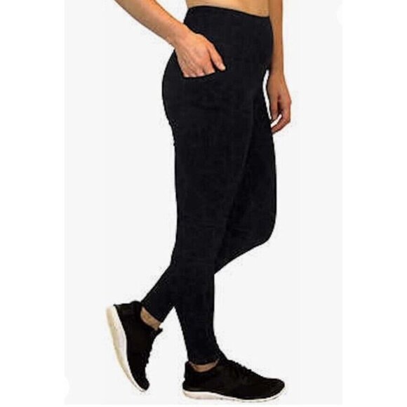 Spyder Pants - SPYDER Active Leggins Size M Women’s black high rise workout Pocket Pull On